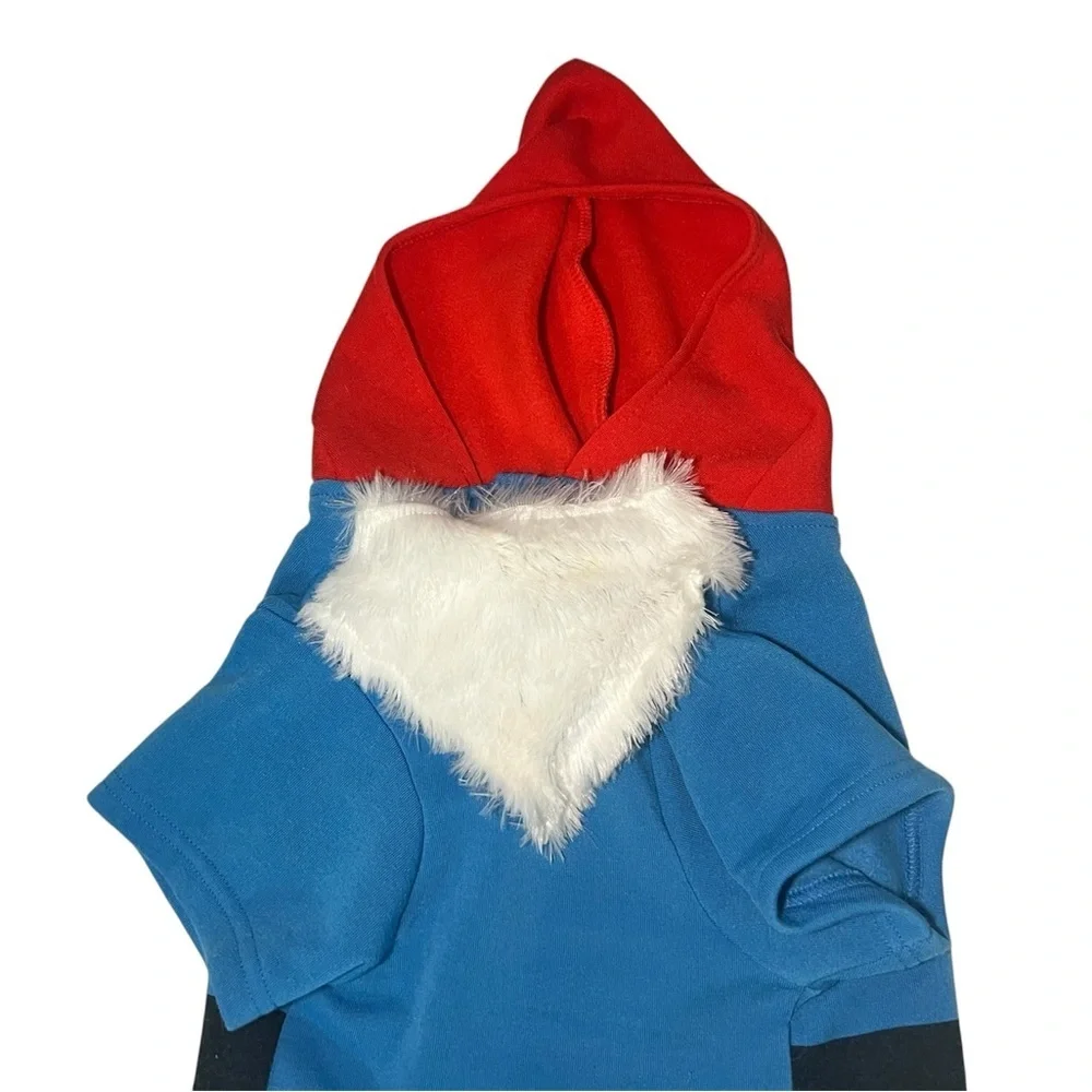 Dog Halloween Costume Gnome Size Large Sweatshirt Blue Red Beard